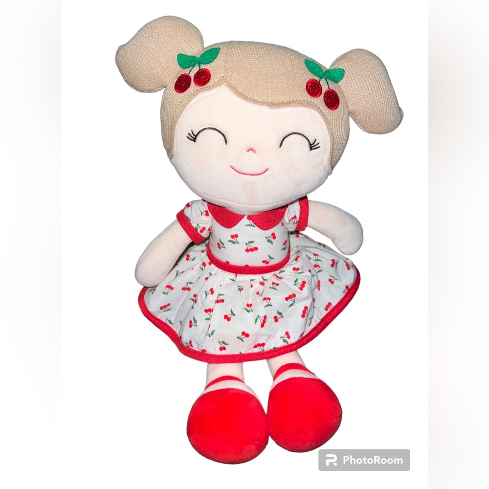 Gloveleya Red Cherry Print Dress Girl Plush 15" Stuffed Doll